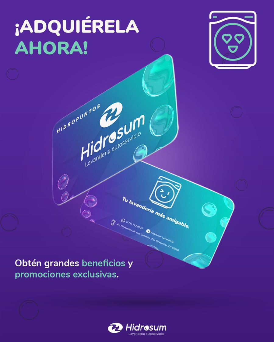 Tarjetas Hidropuntos de Hidrosum con burbujas